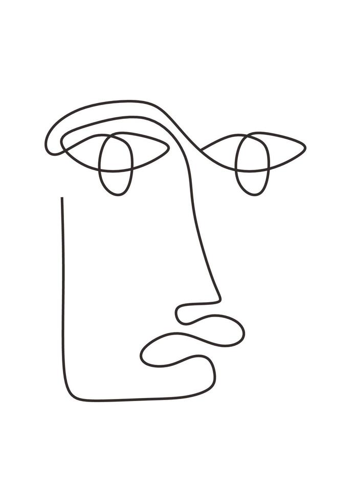 linje abstrakt teckning av ansikte. ett porträtt hand dragen folk vektor