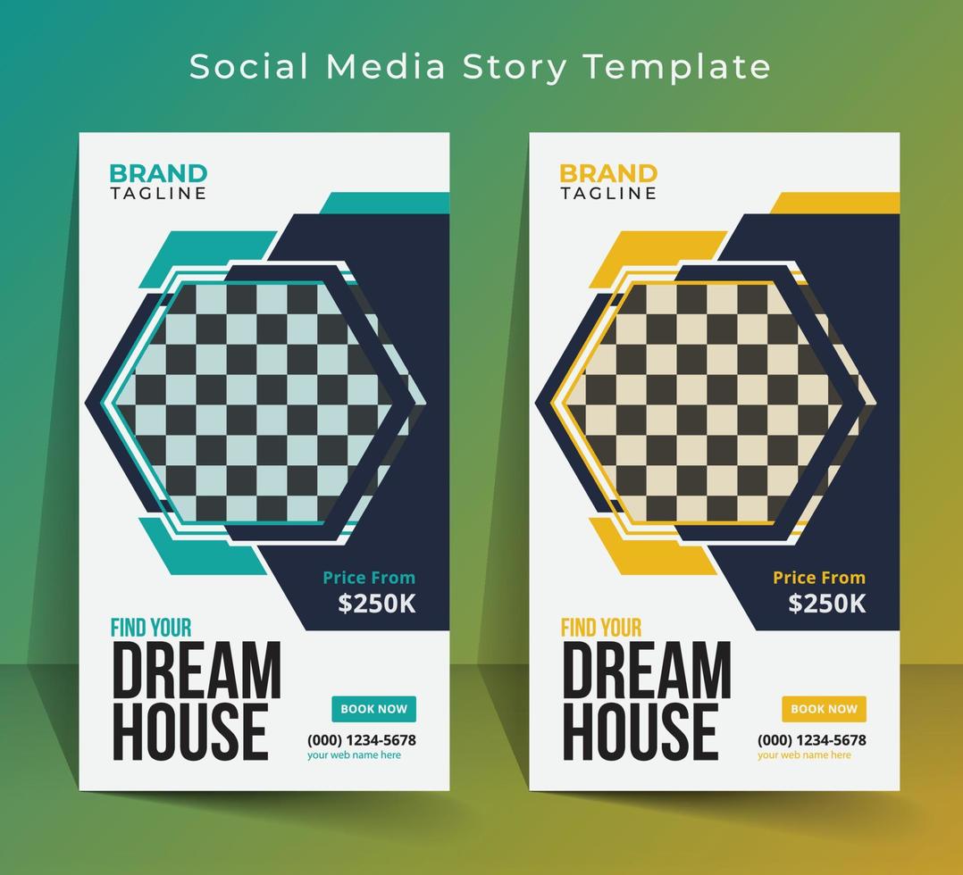 verklig egendom och Hem lägenhet social media berättelse mall design vektor