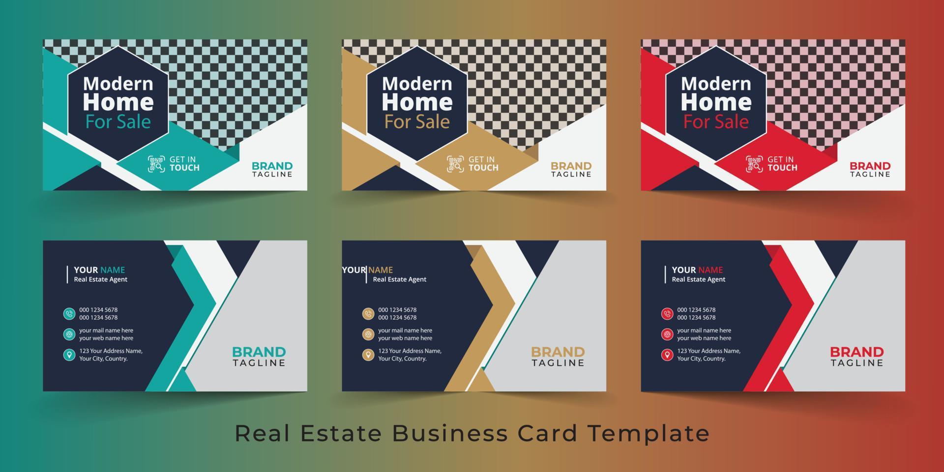 Design von Visitenkartenvorlagen für Immobilienmakler und Hausverkäufe vektor