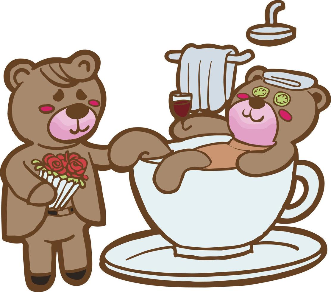 süßes bärenpaar liebt valentinstag vektor