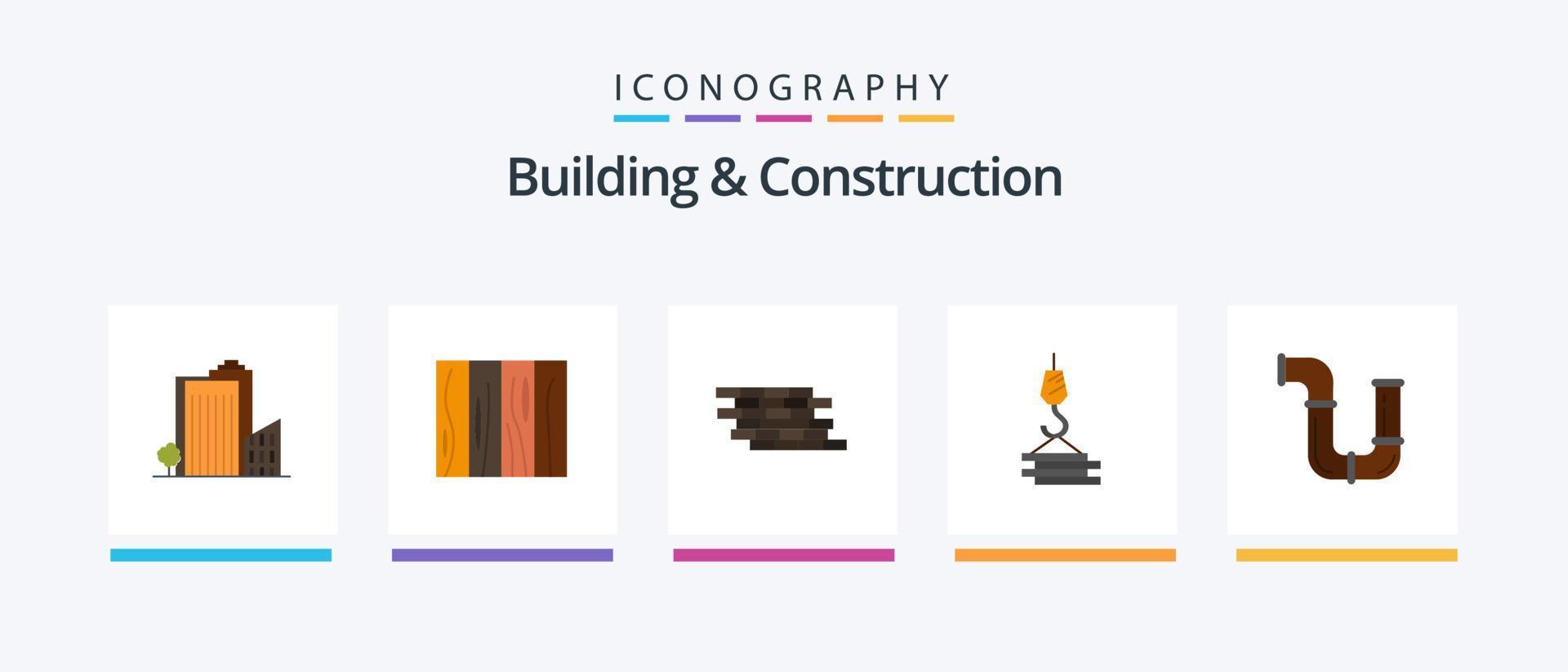 byggnad och konstruktion platt 5 ikon packa Inklusive byggnad. tegelstenar. design. tegel. säkerhet. kreativ ikoner design vektor