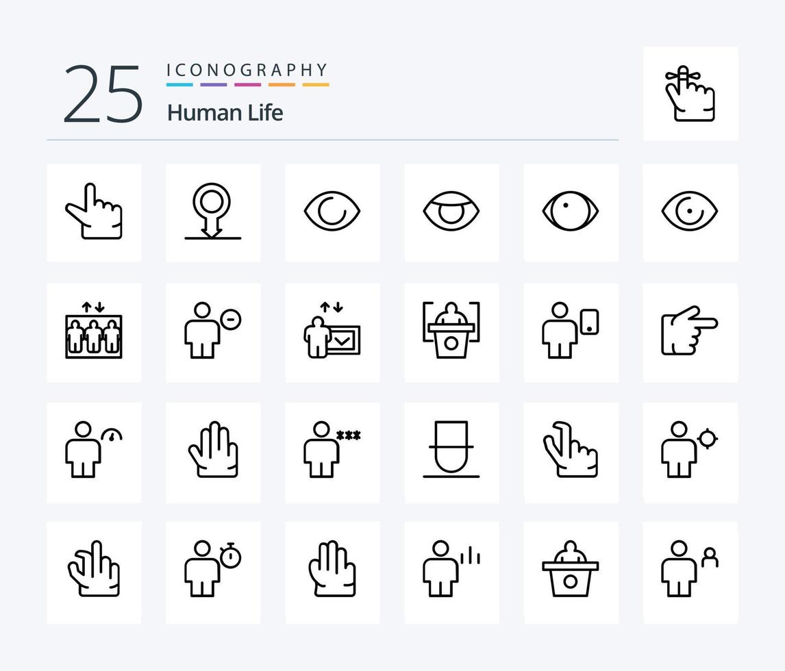 mänsklig 25 linje ikon packa Inklusive utbildning. mänsklig. syn. radera. avatar vektor