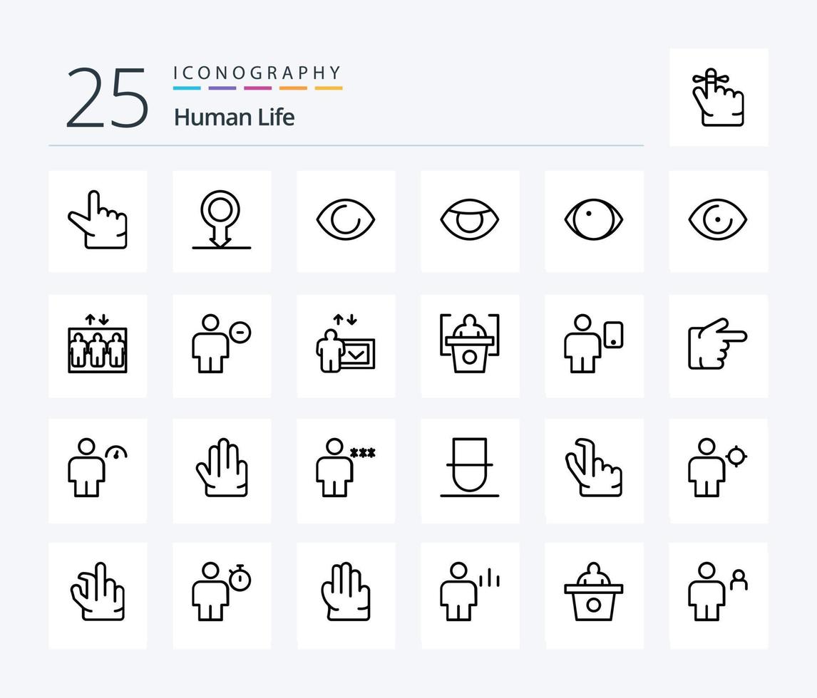 menschliches 25-Zeilen-Icon-Paket einschließlich Bildung. Mensch. Vision. löschen. Benutzerbild vektor