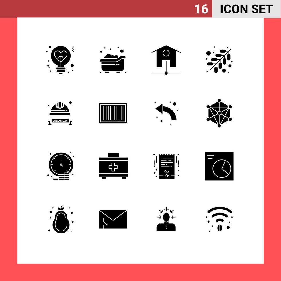 Stock Vector Icon Pack mit 16 Zeilenzeichen und Symbolen für Schutzhelmkappe Kinderarbeit Feuer editierbare Vektordesign-Elemente