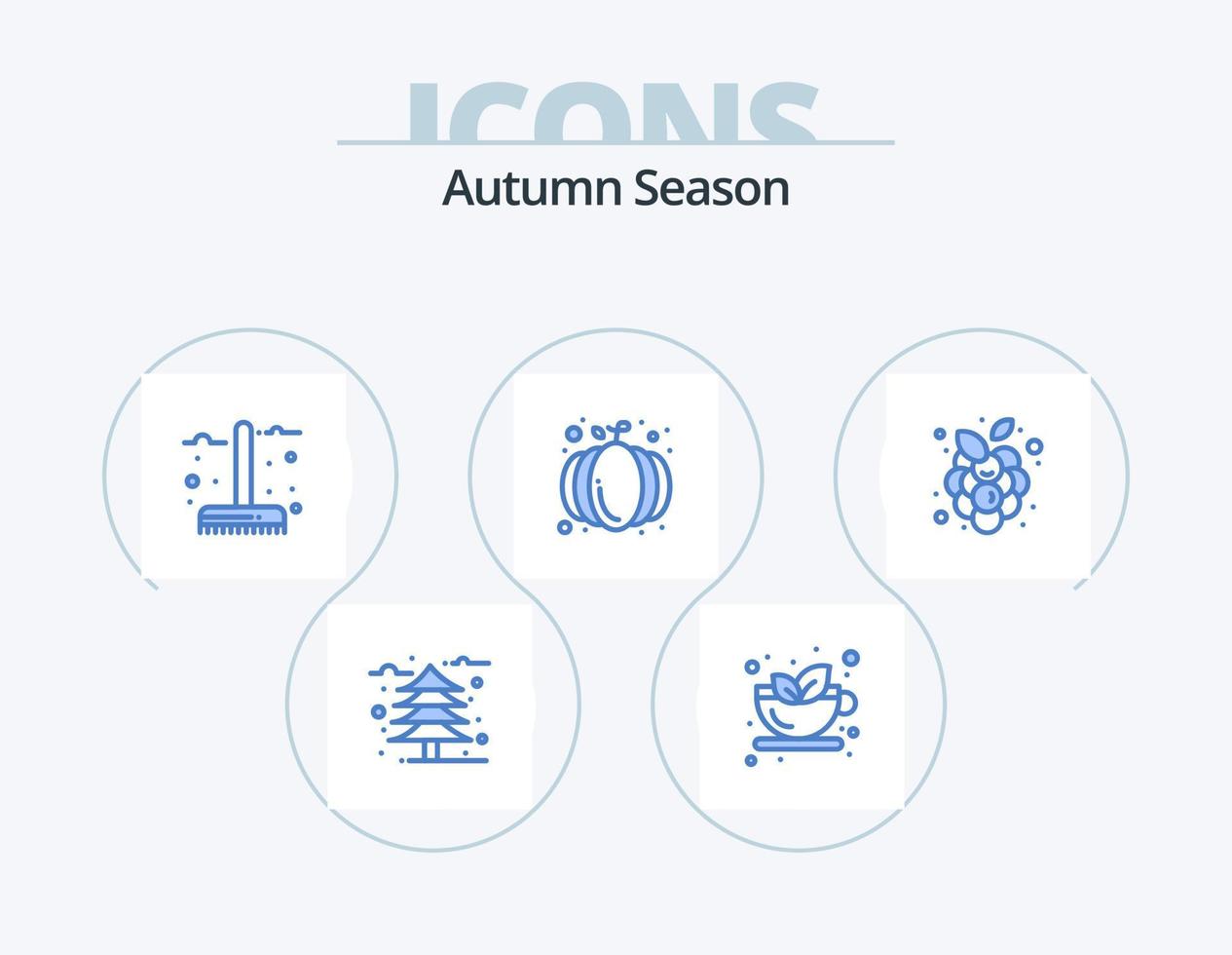 Herbst blau Icon Pack 5 Icon Design. Herbstfrüchte. Ernte. Herbst. Halloween. Jahreszeit vektor