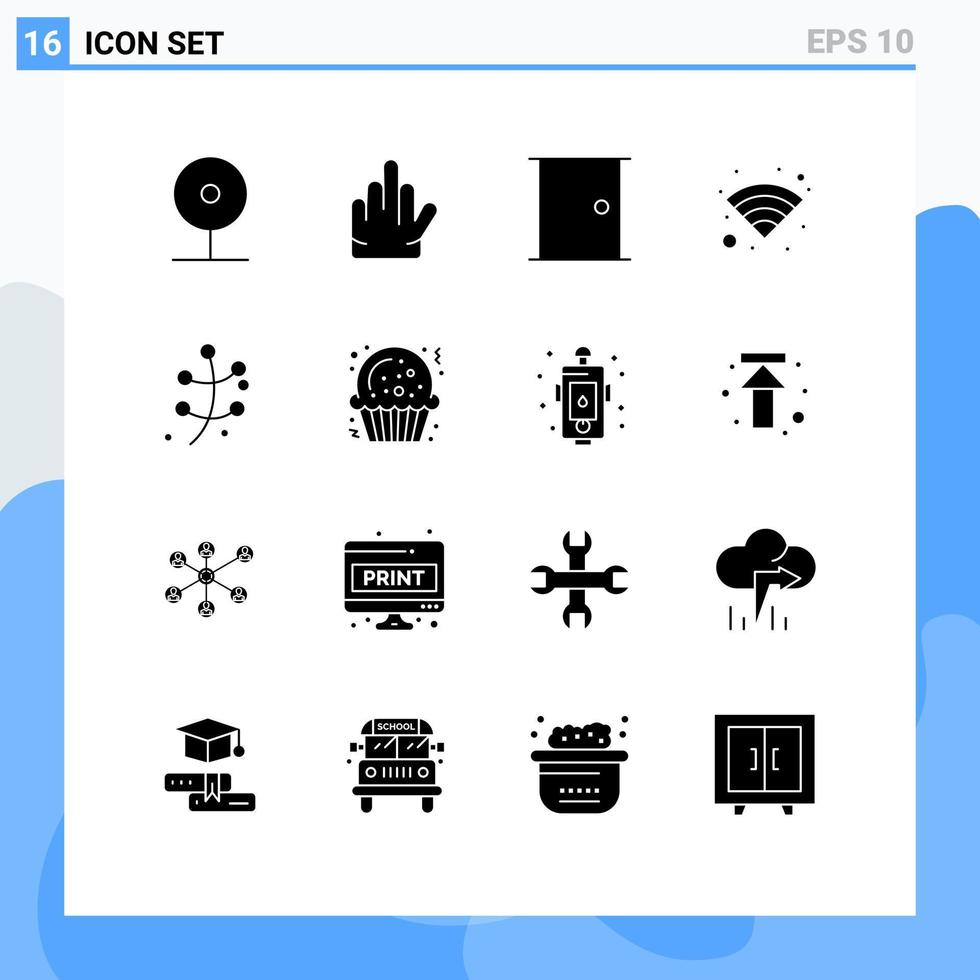 stock vektor ikon packa av 16 linje tecken och symboler för blad trådlös byggnader wiFi Hem dörr redigerbar vektor design element