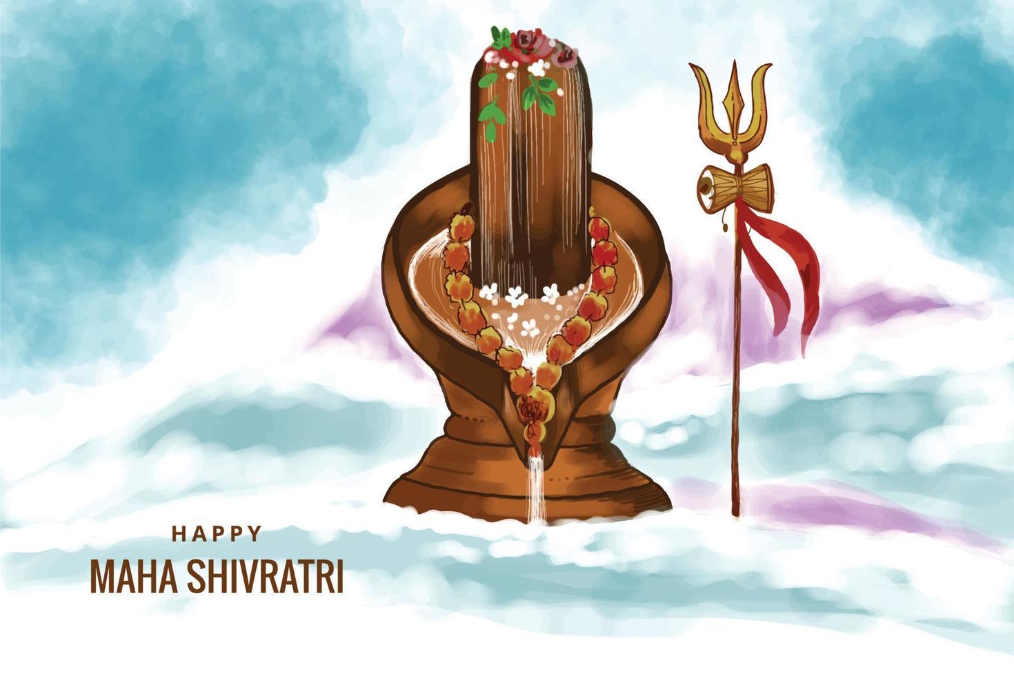 skön maha shivratri festival bakgrund med shiv långa kort design vektor