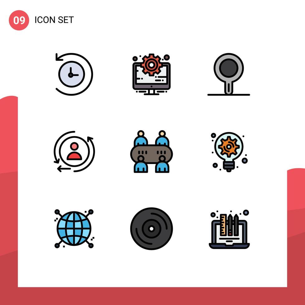 Aktienvektor-Icon-Pack mit 9 Zeilenzeichen und Symbolen für Ideentabellen-Pan-Poker-Remarketing editierbare Vektordesign-Elemente vektor