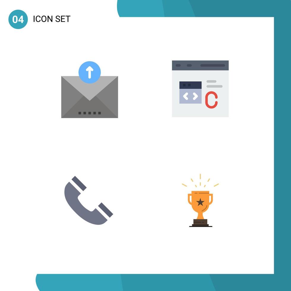 modern uppsättning av 4 platt ikoner pictograph av e-handel ring upp skickade kodning telefon redigerbar vektor design element