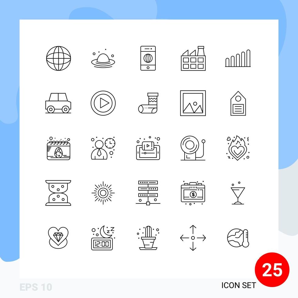piktogram uppsättning av 25 enkel rader av bil förbindelse förbindelse industri konstruktion redigerbar vektor design element