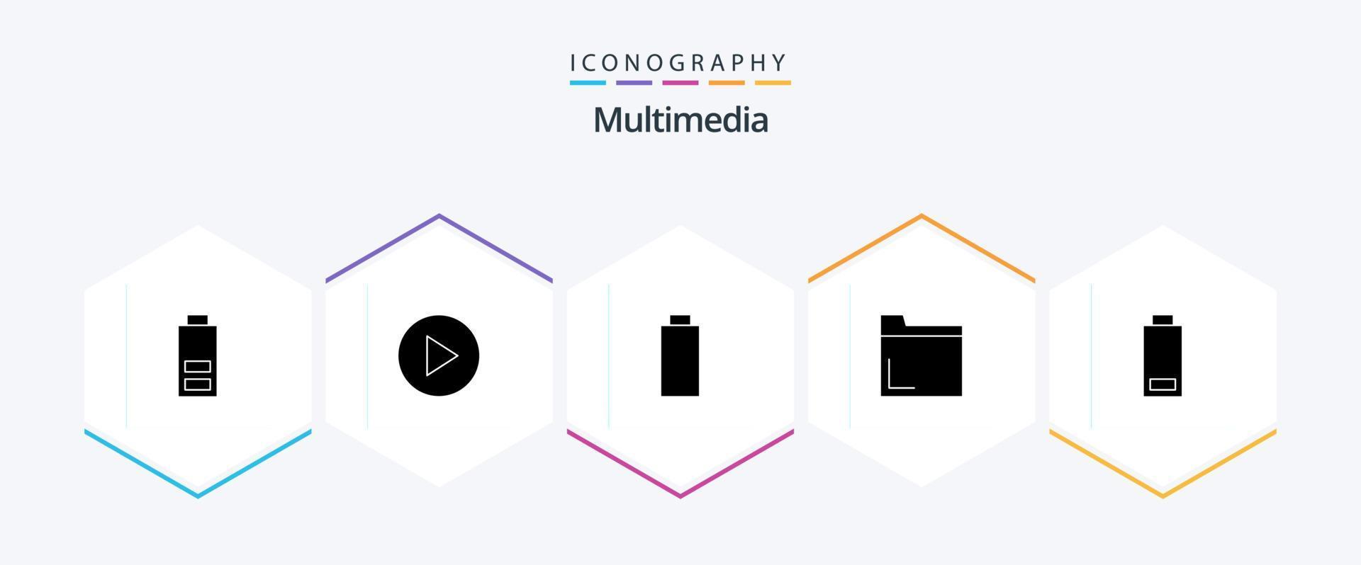 Multimedia-Symbolpaket mit 25 Glyphen, einschließlich . Datei. . Multimedia vektor