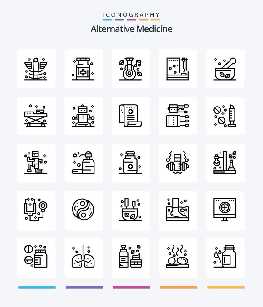 kreative Alternativmedizin 25 Umriss-Icon-Pack wie Medizin. Krankenhaus. Medizin. Behandlung. Medizin vektor