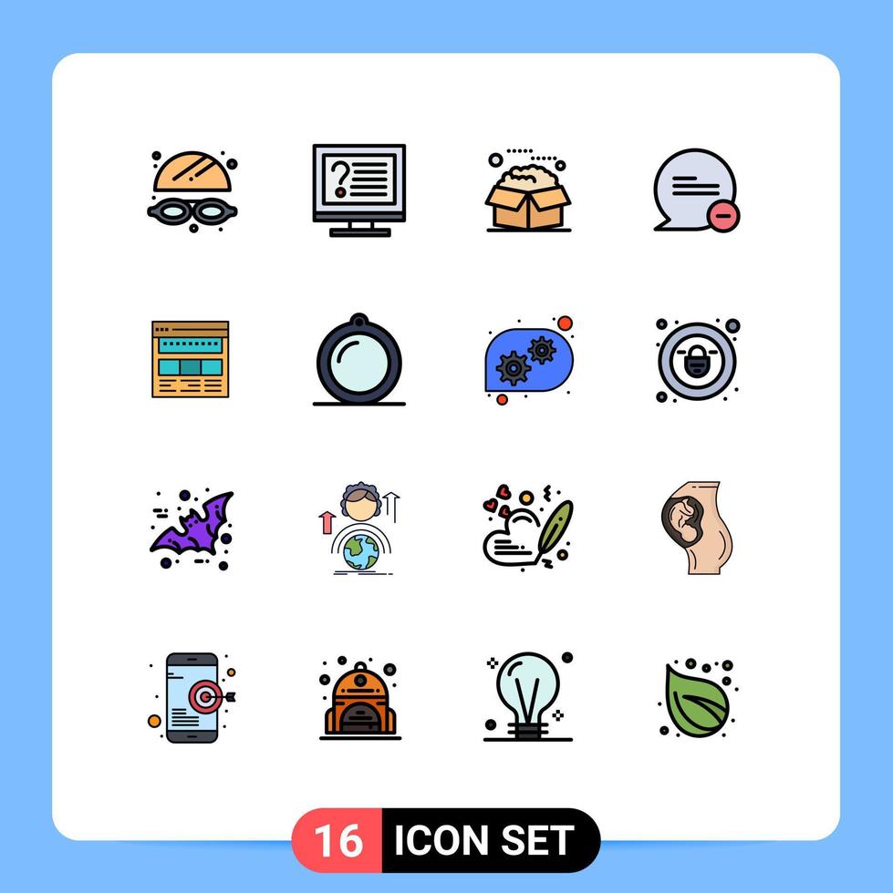 16 universelle, flache, farbgefüllte Linien für Web- und mobile Anwendungen vektor