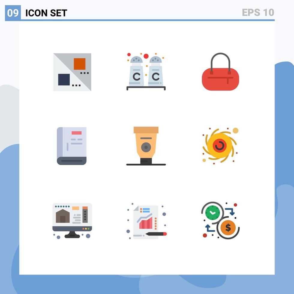 9 universelle flache Farben für Web- und mobile Anwendungen. Astronomie-Klebebuchausrüstung unterstützt bearbeitbare Vektordesignelemente vektor