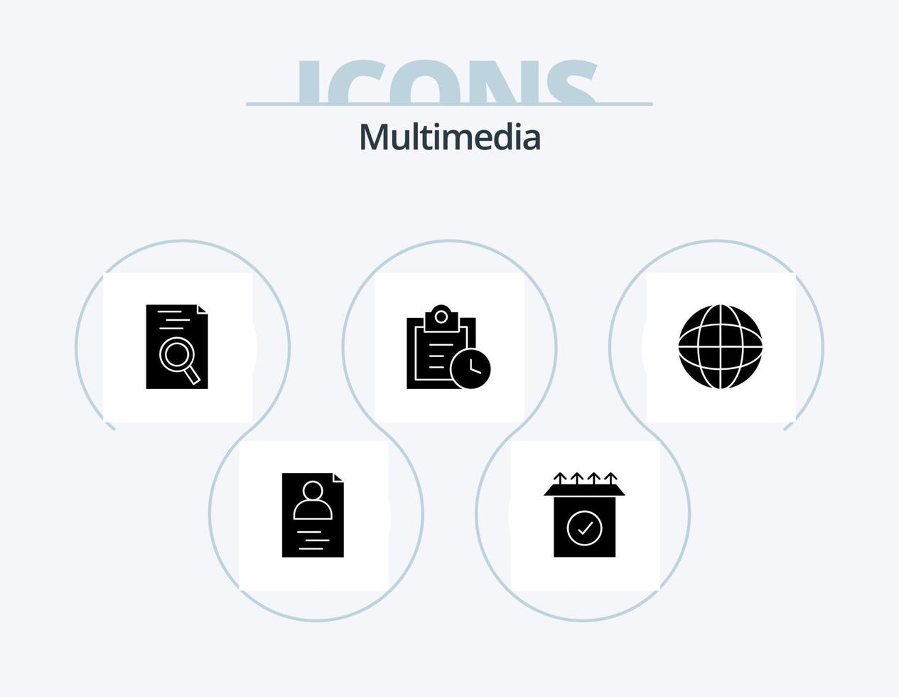 Multimedia-Glyphen-Icon-Pack 5-Icon-Design. . . Suche. Globus. Bildung vektor