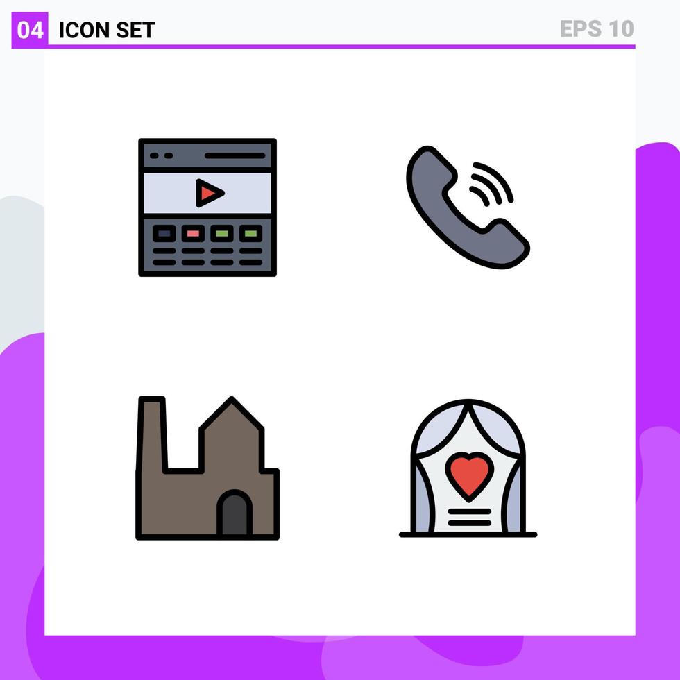 piktogram uppsättning av 4 enkel fylld linje platt färger av kommunikation fabrik skorsten gränssnitt kommunikation industri redigerbar vektor design element