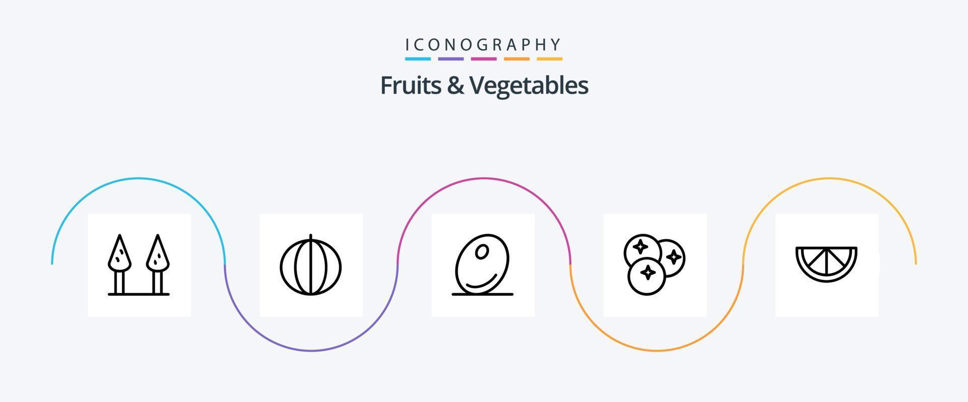 Obst und Gemüse Linie 5 Icon Pack inklusive. Zitrone. Olive. Linie. Obst vektor