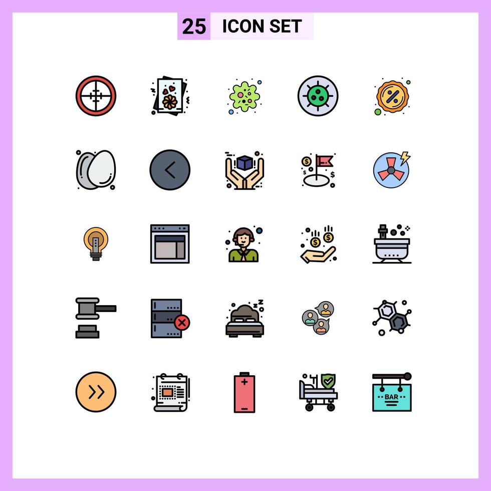 uppsättning av 25 modern ui ikoner symboler tecken för rabatt bricka infektion virus bakterie redigerbar vektor design element