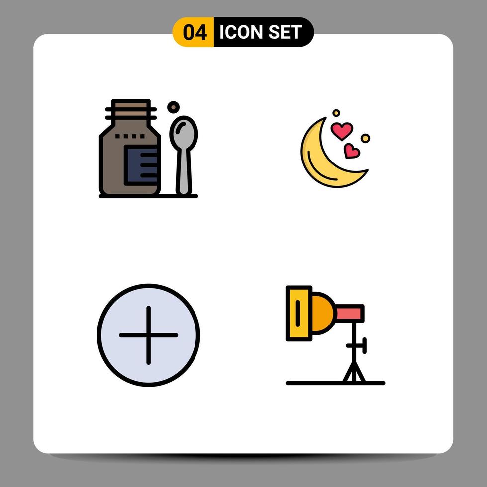 uppsättning av 4 modern ui ikoner symboler tecken för sjukvård ny måne romantisk natt Foto redigerbar vektor design element