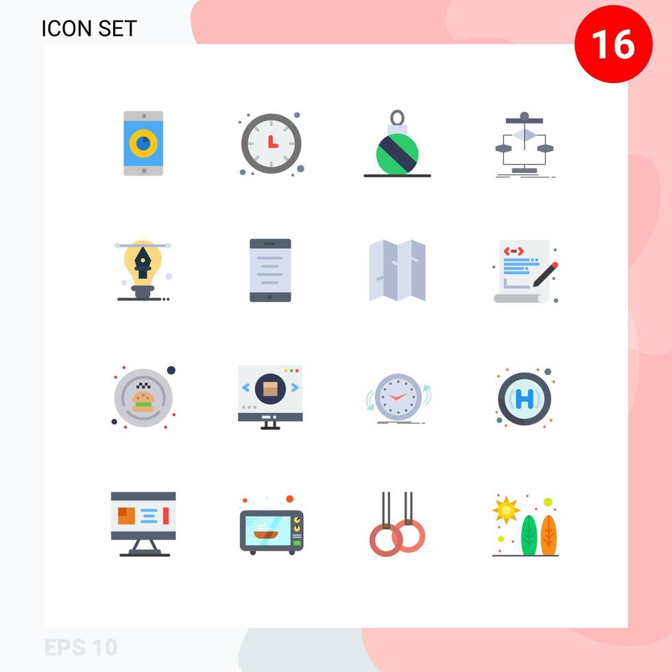satz von 16 flachen vektorfarben auf raster für flussdaten wanduhrdiagrammdekoration editierbares paket kreativer vektordesignelemente vektor