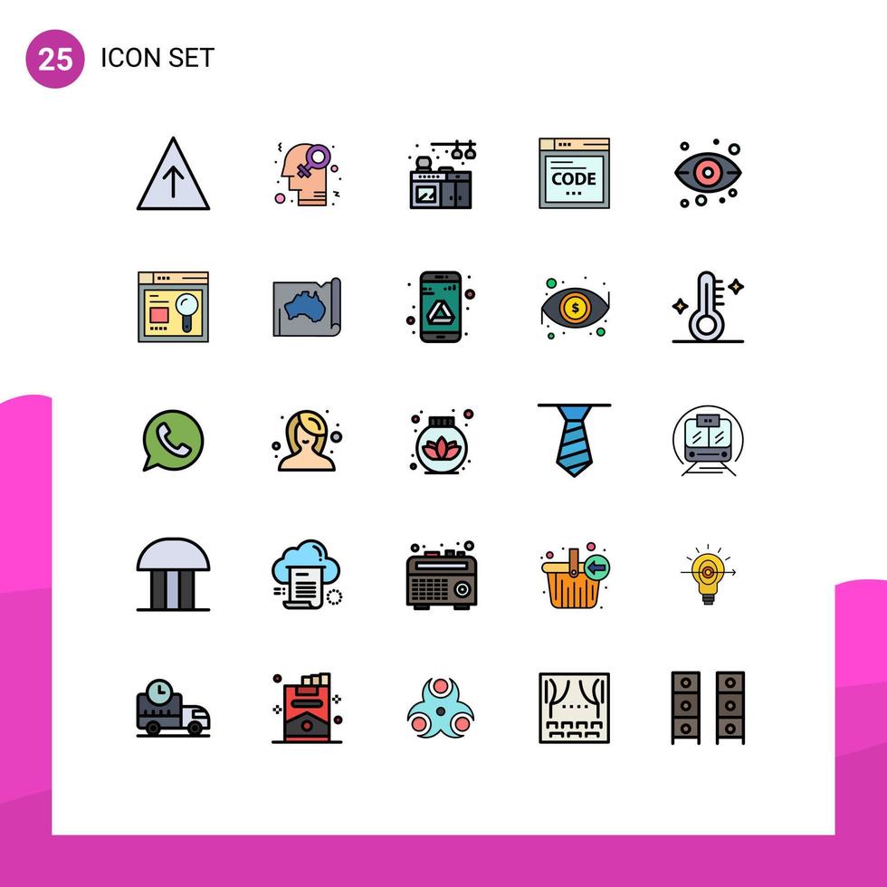 25 kreative Symbole moderne Zeichen und Symbole von View Server Living Eye Code editierbare Vektordesign-Elemente vektor