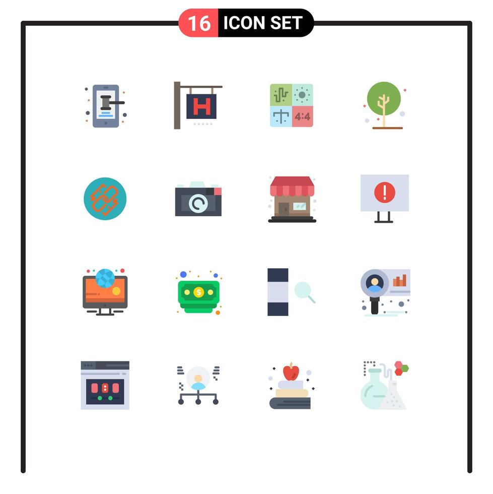 platt Färg packa av 16 universell symboler av kedja natur design tillväxt jordbruk redigerbar packa av kreativ vektor design element