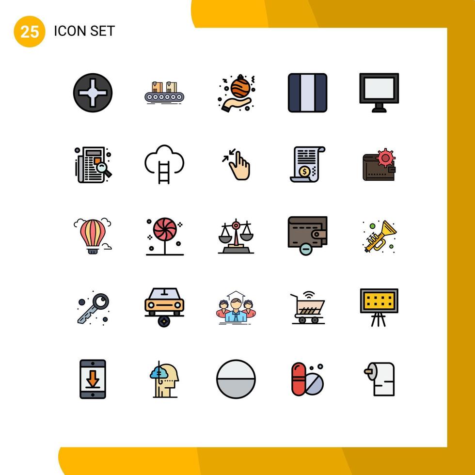 modern uppsättning av 25 fylld linje platt färger och symboler sådan som visa layout boll horisontell distribuera redigerbar vektor design element