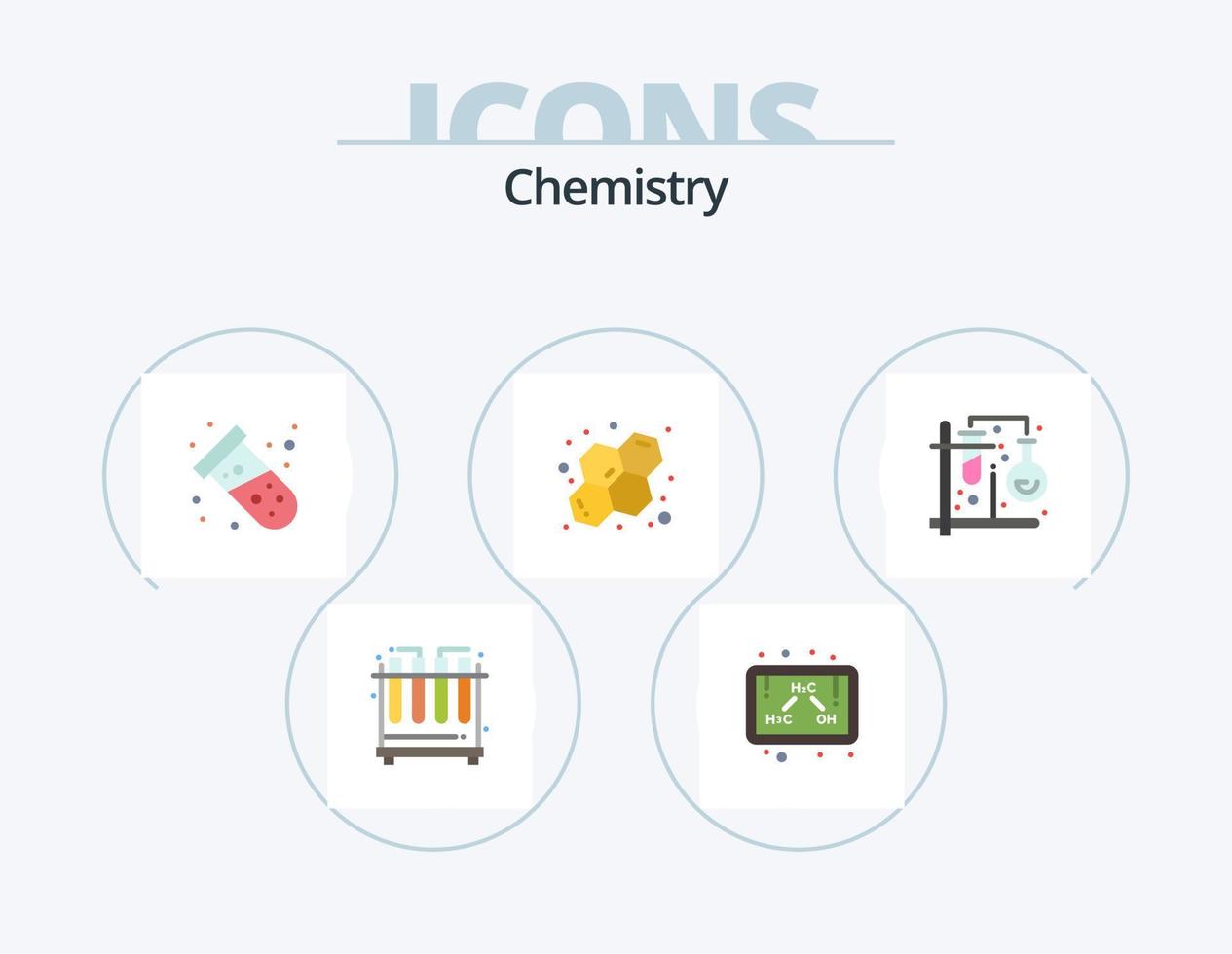 Chemie flach Icon Pack 5 Icon Design. Formel. Prüfung. Prüfung. Chemie. Chemie vektor