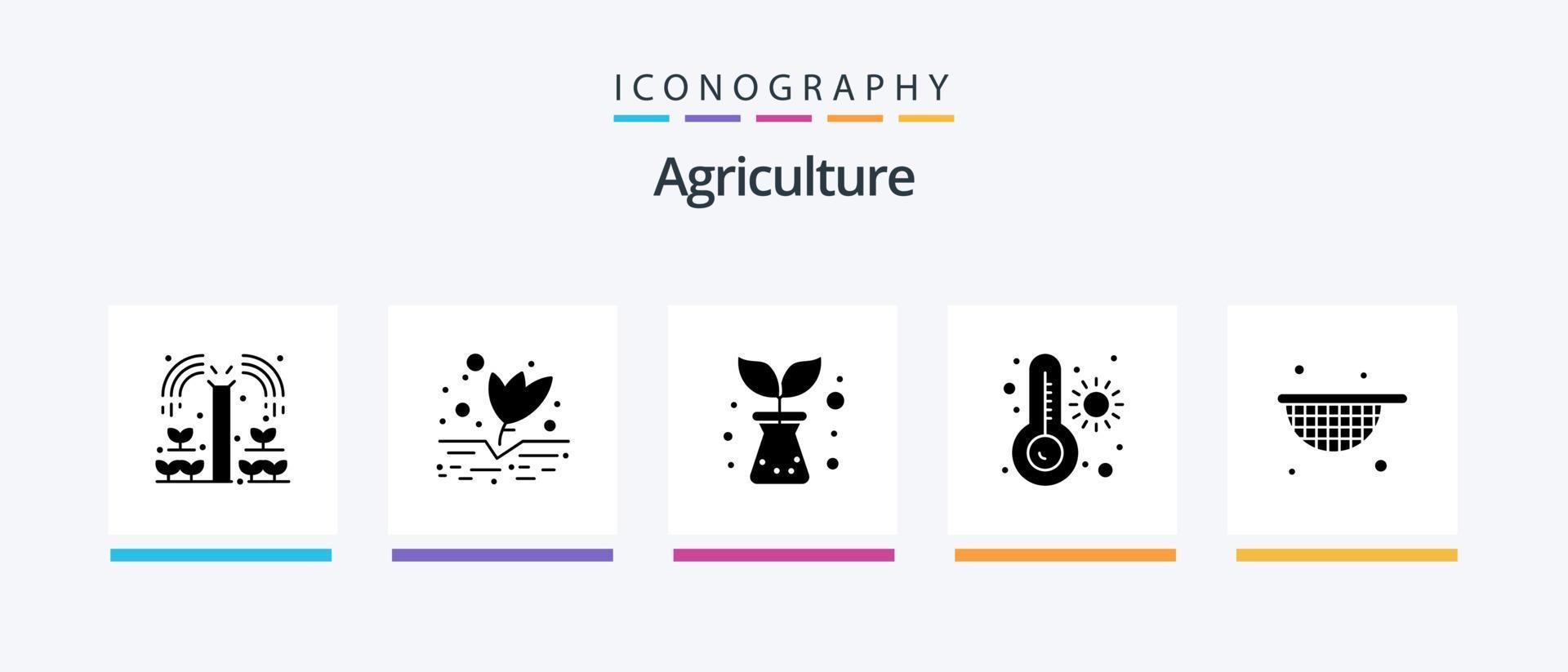 Landwirtschafts-Glyphe 5 Icon Pack inklusive . Landwirtschaft. Landwirtschaft. Sieb. Temperatur. kreatives Symboldesign vektor