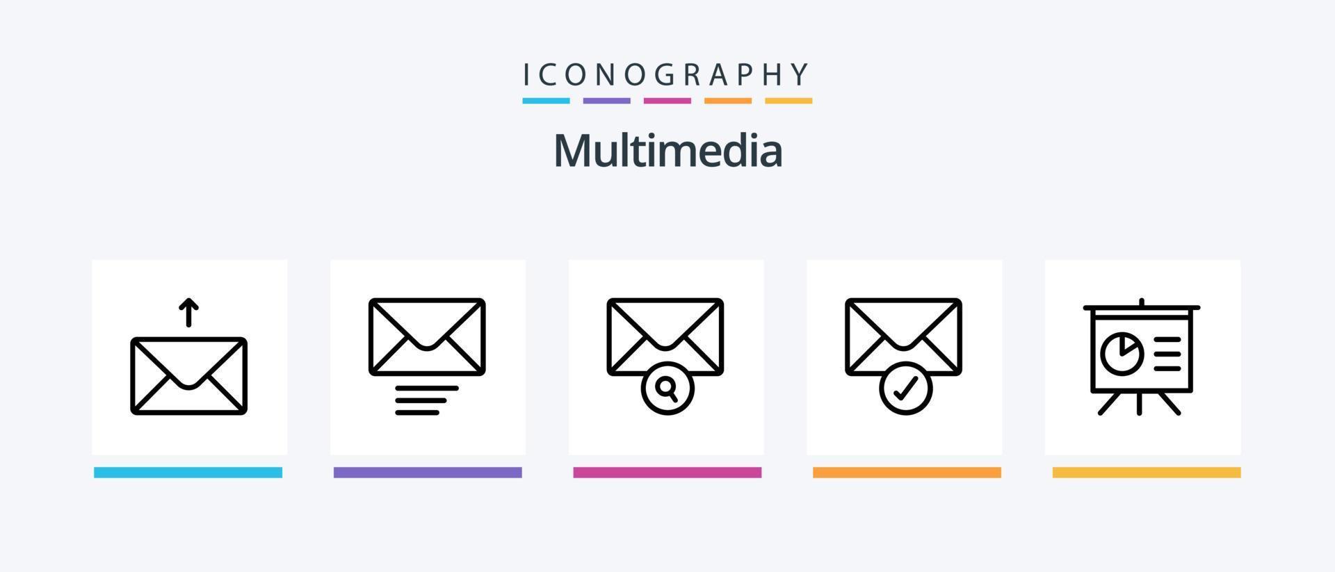 Multimedia Line 5 Icon Pack inklusive . Überprüfung. Privat. Post. kreatives Symboldesign vektor