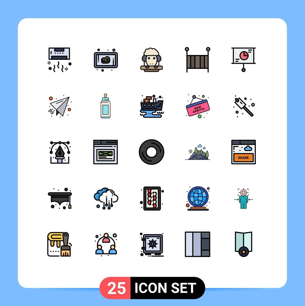 Stock Vector Icon Pack mit 25 Linienzeichen und Symbolen für die Präsentation Krippe Ostern Kinder Baby editierbare Vektordesign-Elemente