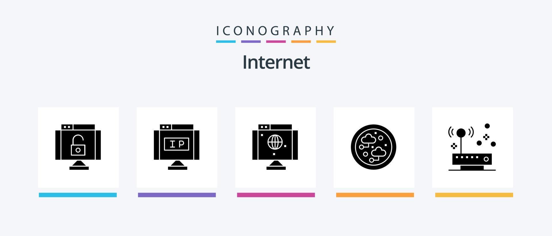 internet glyf 5 ikon packa Inklusive hårdvara. teknologi. dator. nätverk. ansluten. kreativ ikoner design vektor