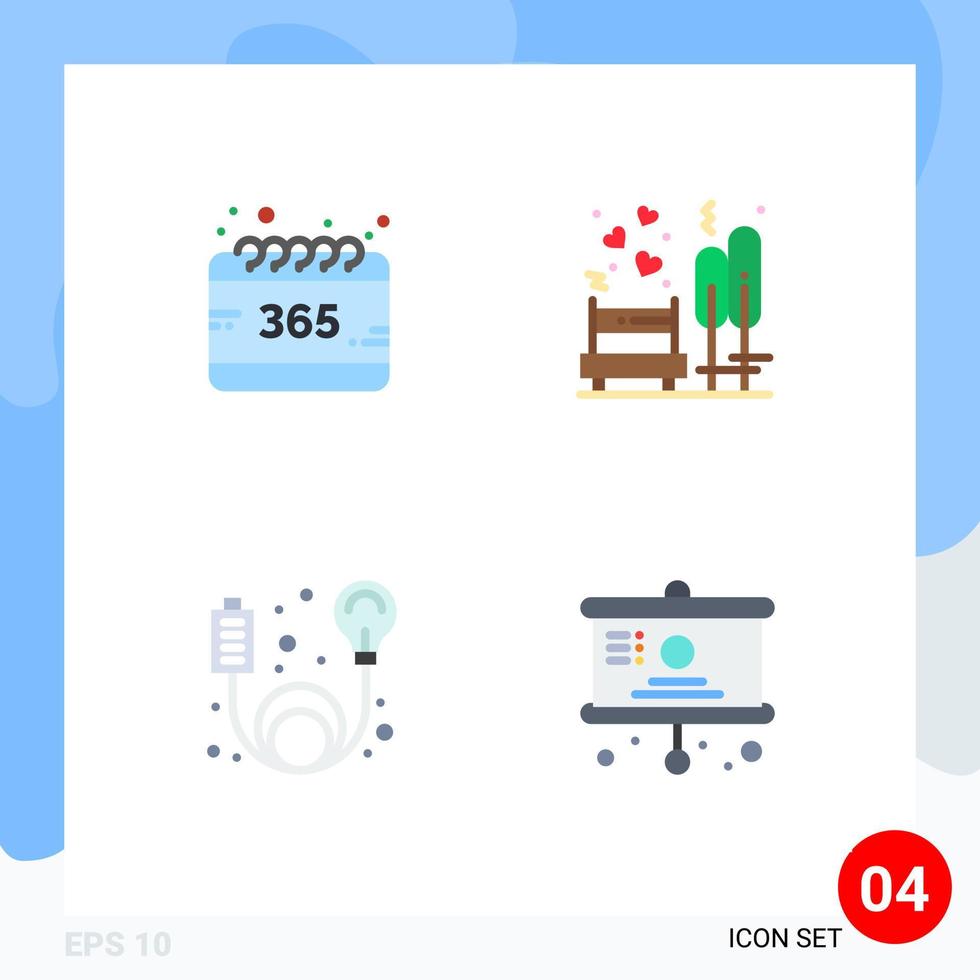 grupp av 4 platt ikoner tecken och symboler för Allt adapter år bänk element redigerbar vektor design element