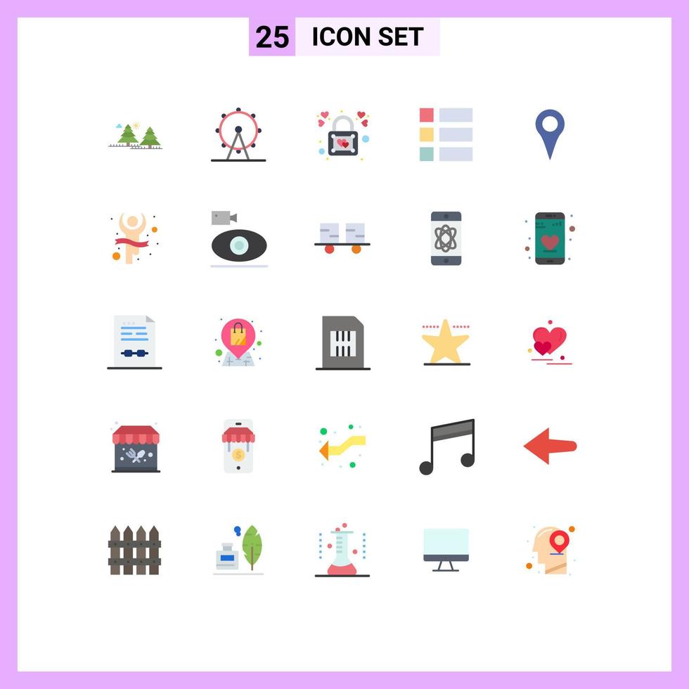 platt Färg packa av 25 universell symboler av geo plats bild tecken ram hänglås redigerbar vektor design element