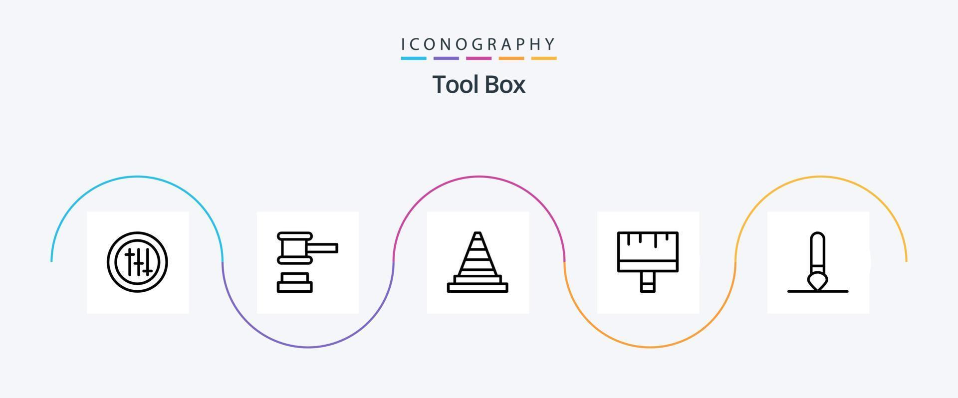 Tools Line 5 Icon Pack inklusive Pinsel. Bürste. Konstruktion. Werkzeug. Bürste vektor