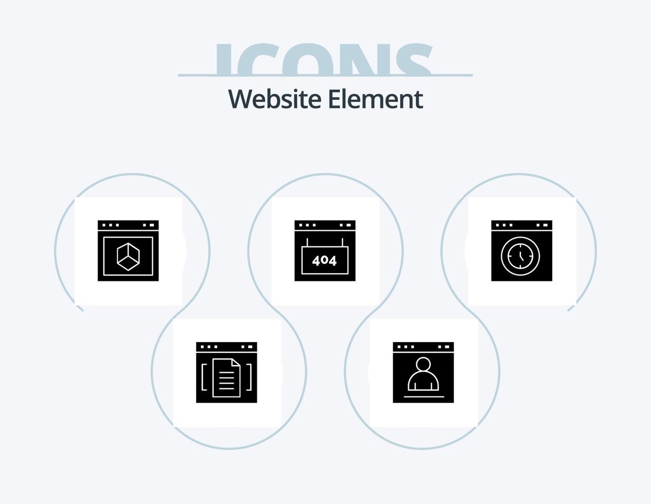 Website-Element-Glyphen-Icon-Pack 5-Icon-Design. Schnittstelle. Browser. Seite. Seite? ˅. Element vektor