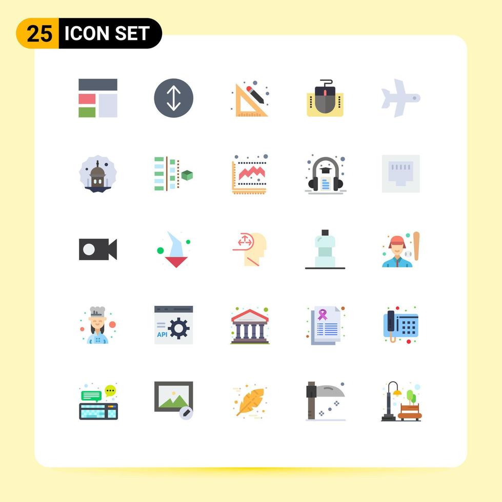 25 platt Färg begrepp för webbplatser mobil och appar fordon ta av skola plan mus gränssnitt redigerbar vektor design element
