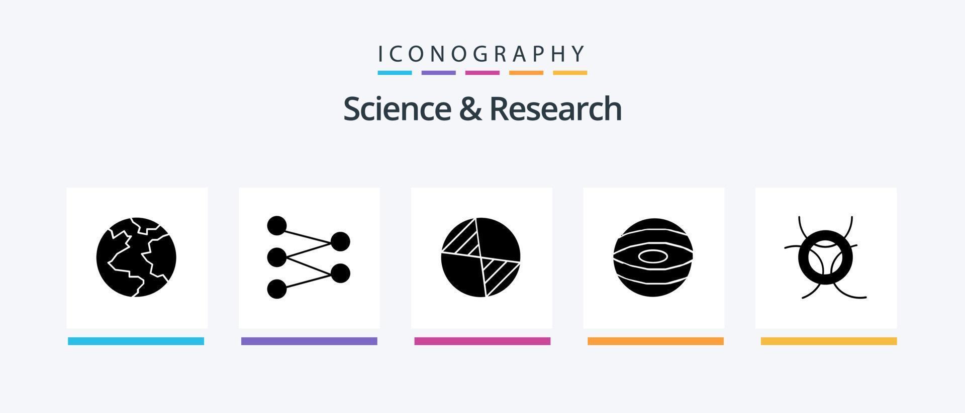 Science Glyph 5 Icon Pack inklusive . Schwere. Platz. Achtung. kreatives Symboldesign vektor