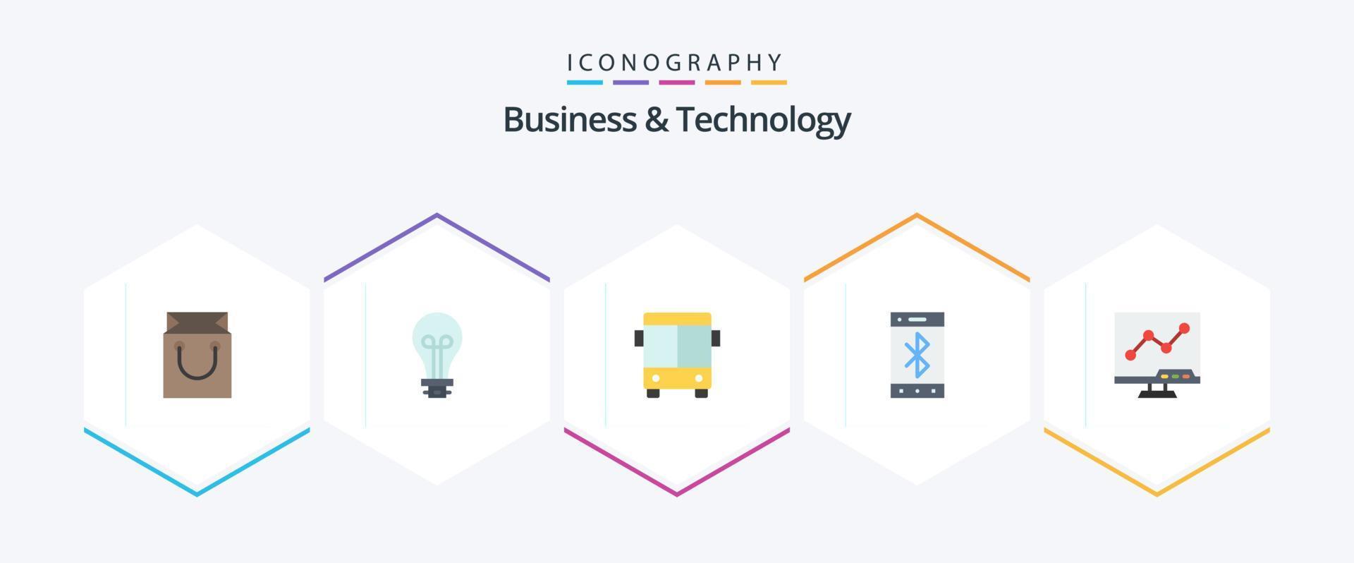 företag och teknologi 25 platt ikon packa Inklusive Diagram. trådlös. bil. mobil. Blåtand vektor