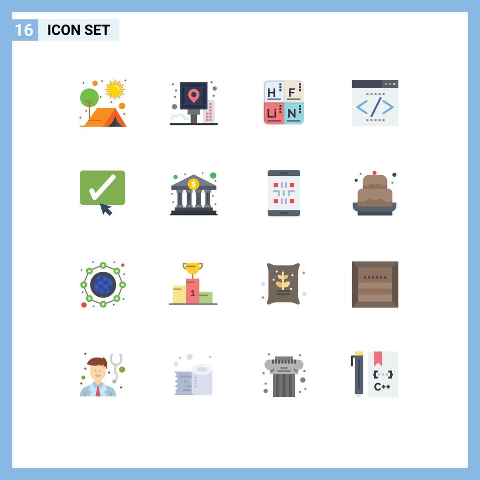 Aktienvektor-Icon-Pack mit 16 Zeilenzeichen und Symbolen für Post-Engine-Elemente der SEO-Schnittstelle, editierbares Paket kreativer Vektordesign-Elemente vektor