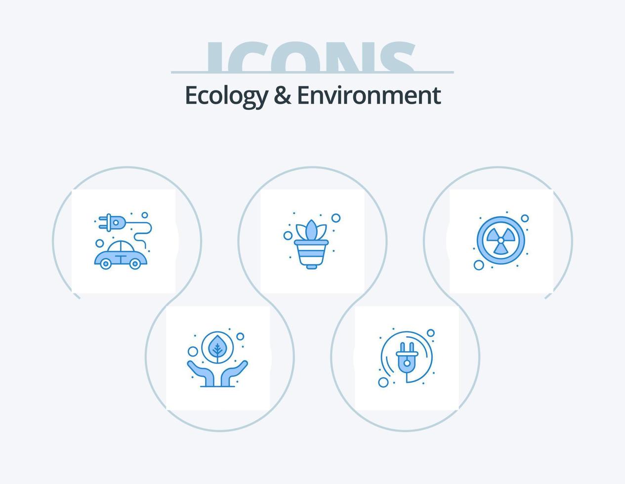 ekologi och miljö blå ikon packa 5 ikon design. strålning. pott. begrepp. växt. trädgårdsarbete vektor