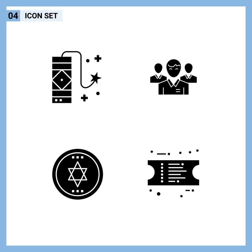 modern uppsättning av 4 fast glyfer och symboler sådan som karneval ledarskap fyrverkeri vd cirkel redigerbar vektor design element