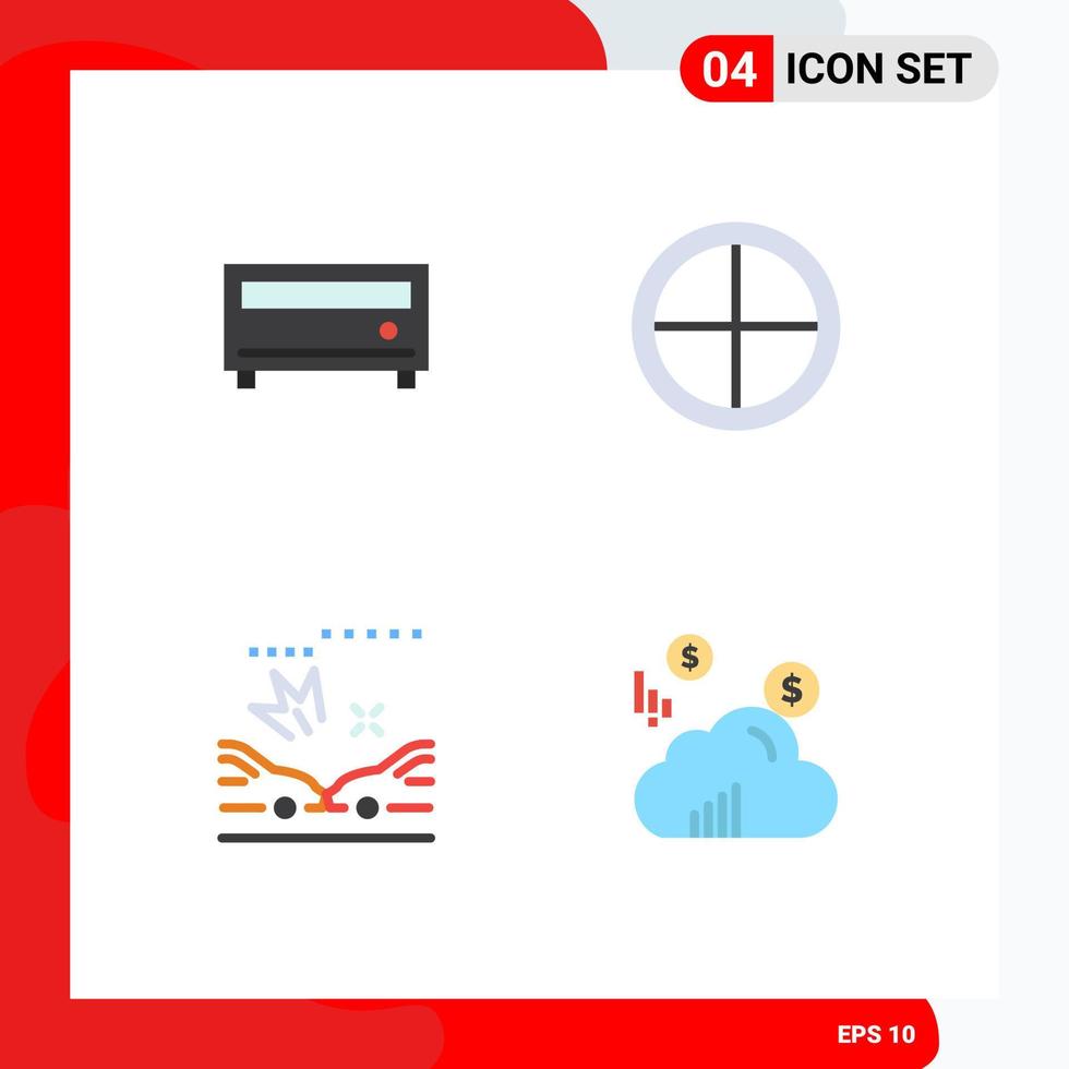grupp av 4 platt ikoner tecken och symboler för förstärkare krascha armén soldat moln redigerbar vektor design element