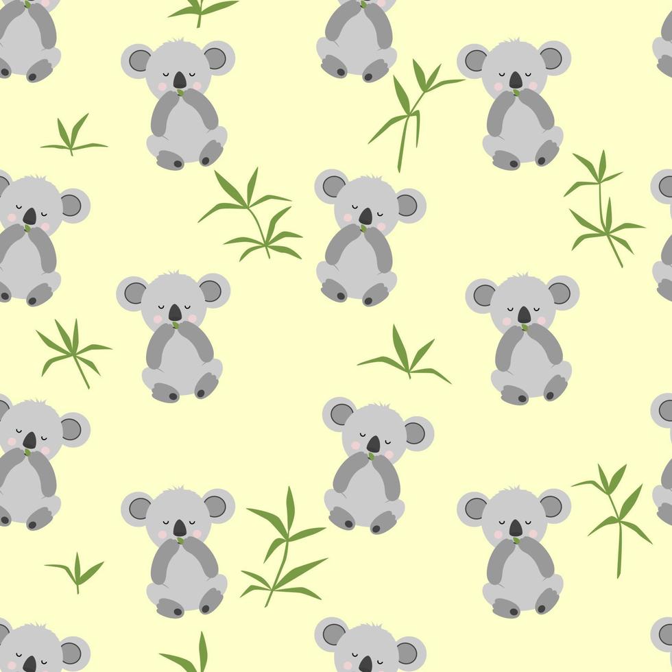 sömlös mönster med söt koala bebis. rolig australier djur. platt vektor illustration för tyg, textil, tapet, affisch, papper.