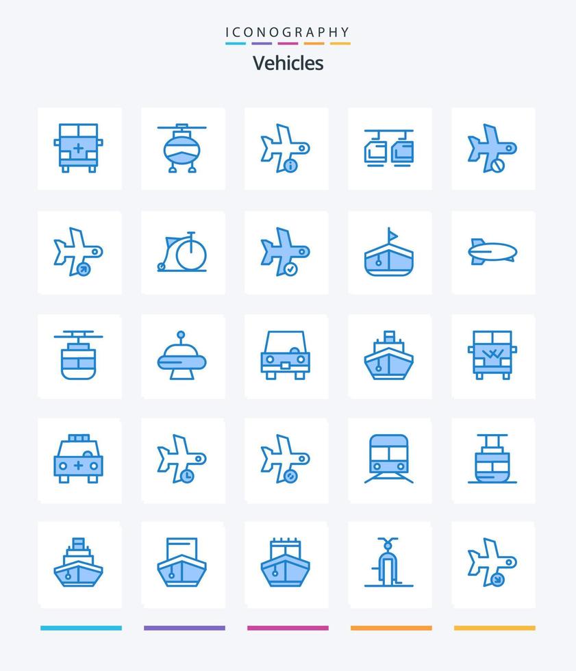 kreativ fordon 25 blå ikon packa sådan som fordon. bil. fordon. kabel. transport vektor