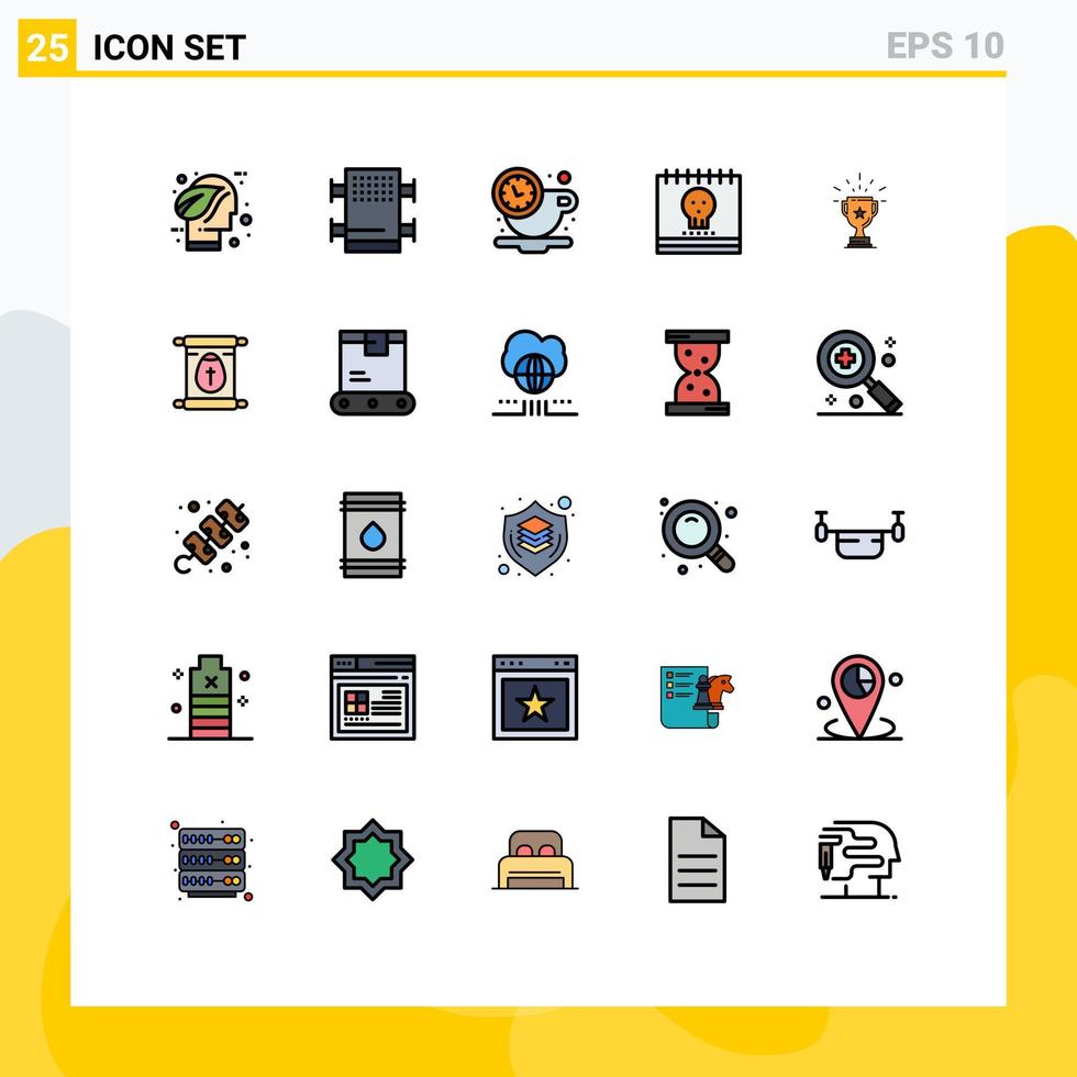 satz von 25 modernen ui symbolen symbole zeichen für trophäe urlaub pause halloween kalender editierbare vektordesignelemente vektor