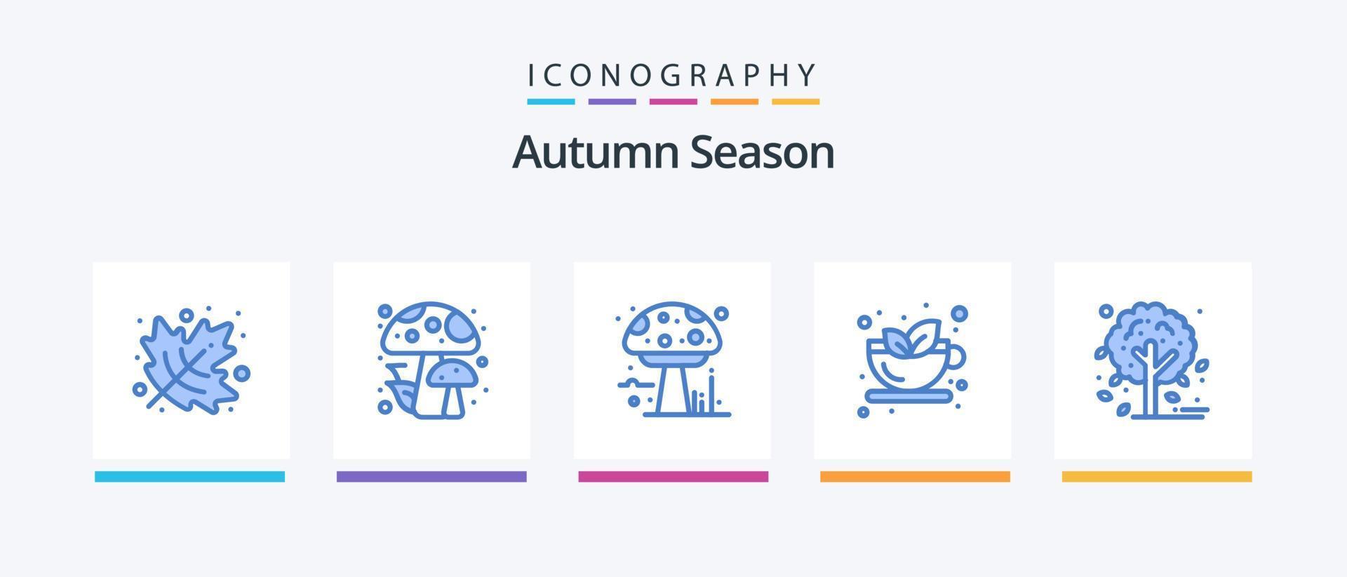 Autumn Blue 5 Icon Pack inklusive . Blatt. Pilz. Herbst. Tee. kreatives Symboldesign vektor