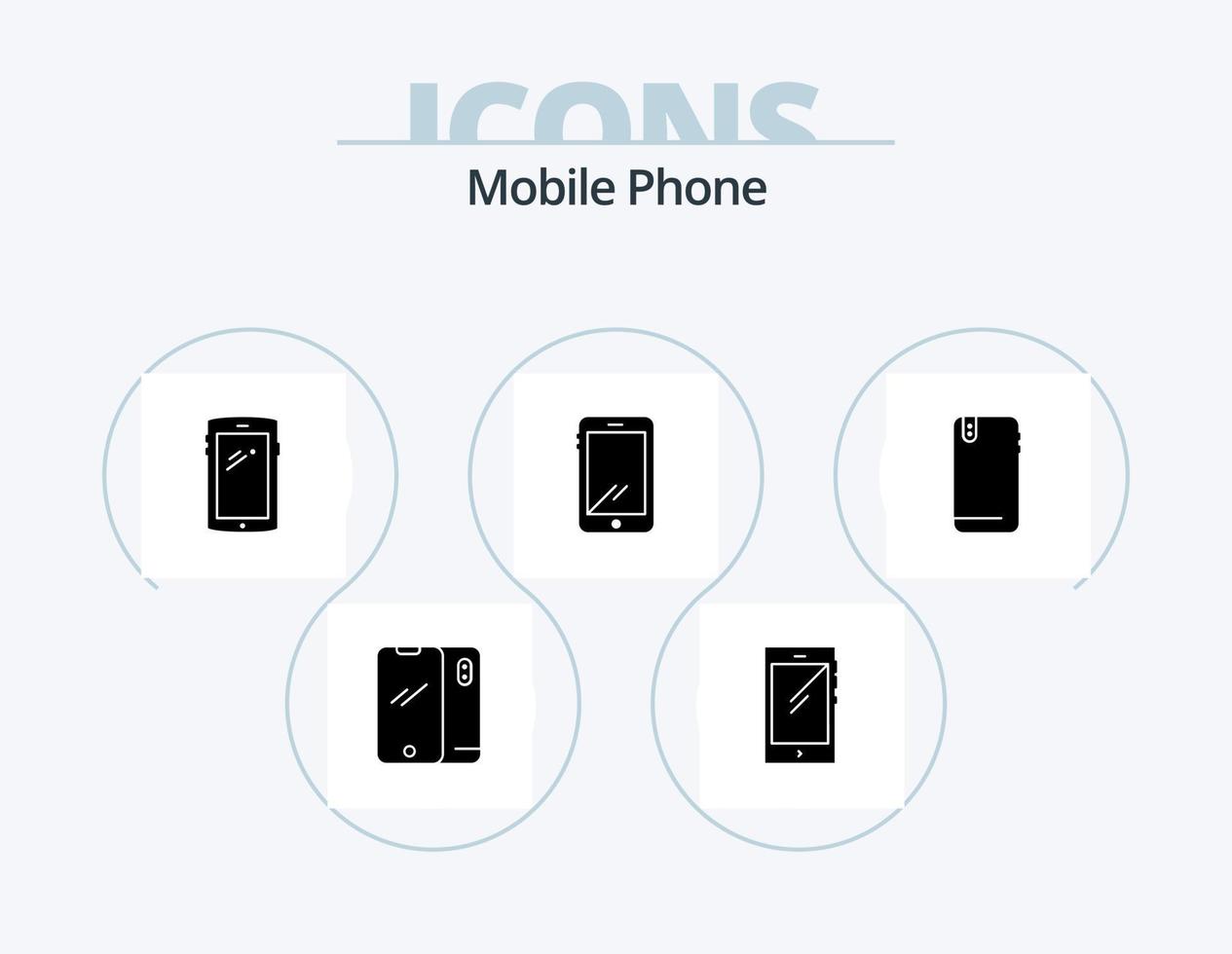 mobil telefon glyf ikon packa 5 ikon design. . android. vektor