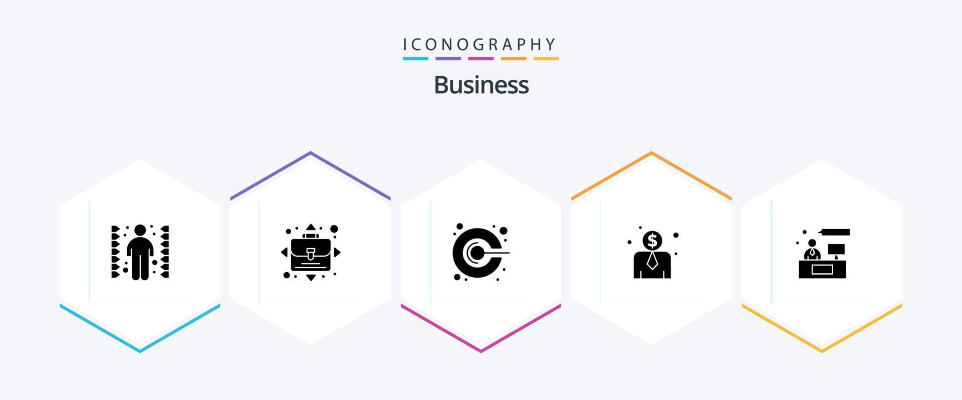 Geschäft 25 Glyphen-Icon-Paket einschließlich . Diskussion. Marketing. Beratung. Mitarbeiter Gehalt vektor