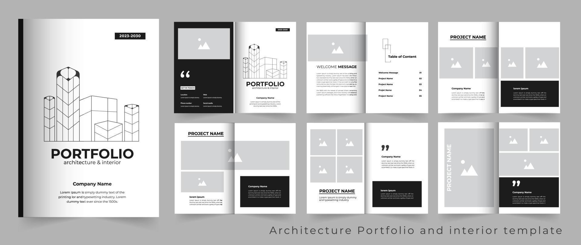 Architekturportfolio oder Designvorlage für Innenportfolios vektor